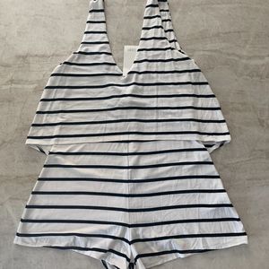 NWT Tobi Black and V-Neck White Romper